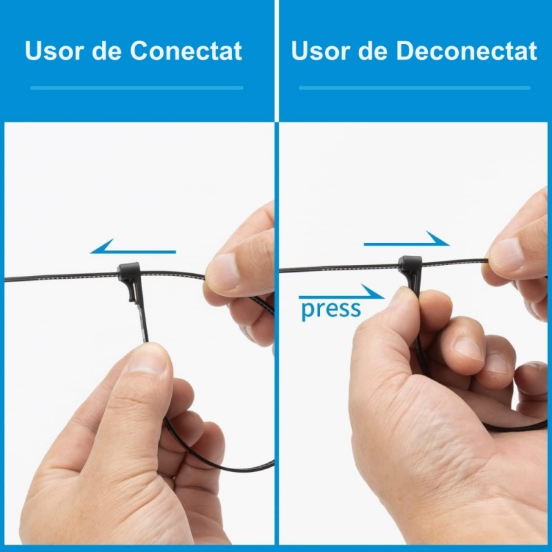 Colier de Plastic Reutilizabil 5x150mm Negru - 100Buc/Set