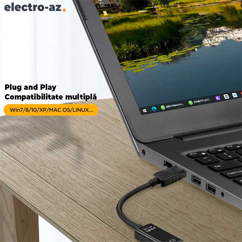 Adaptor Displayport Tata la HDMI Mama, 4K 30HZ - 25cm, ElectroAZ