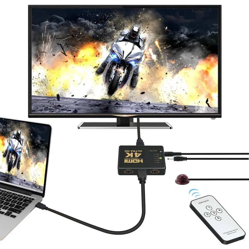 Comutator HDMI, 4K Ultra HD, 5 in 1, Telecomanda, ElectroAZ