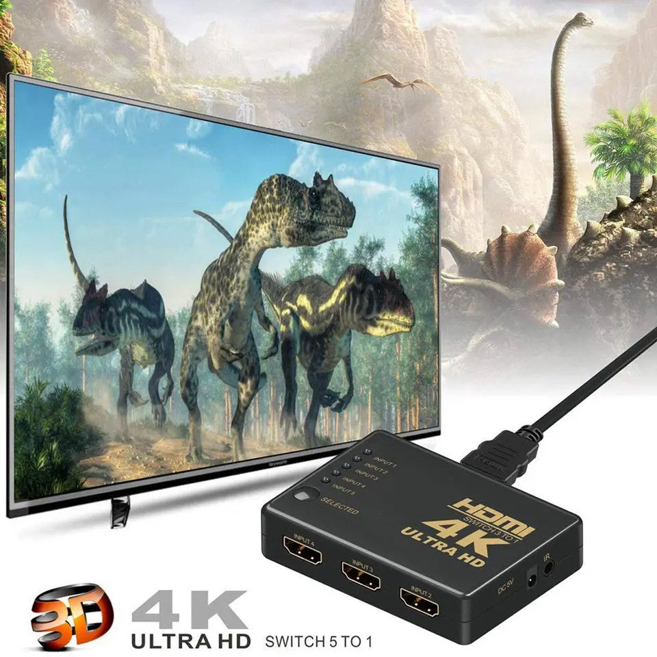 Comutator HDMI, 4K Ultra HD, 5 in 1, Telecomanda, ElectroAZ