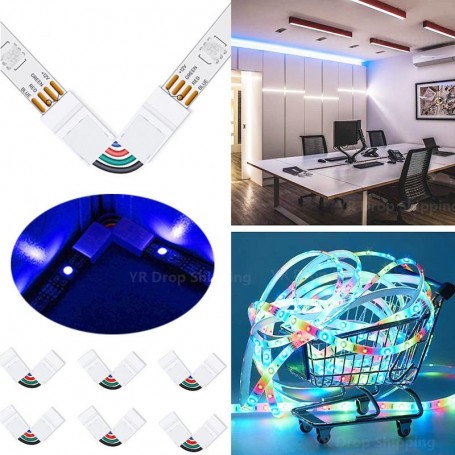 Conector Cot 90˚ Banda Led RGB, 4 Fire