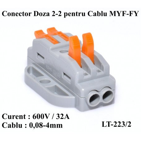Conector Doza Pentru Cablu 2-2 LT-223/2, ElectroAZ