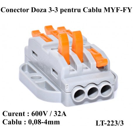 Conector Doza Pentru Cablu 3-3 LT-223/3, ElectroAZ
