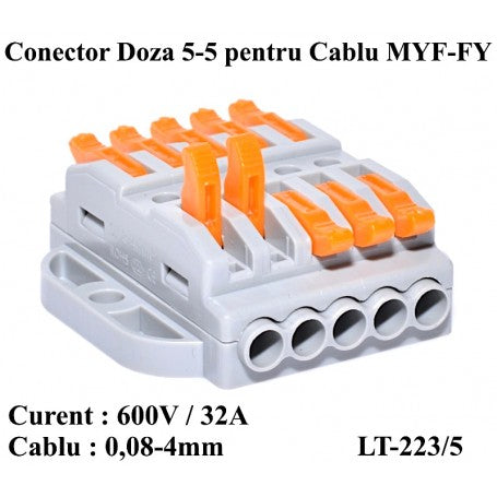 Conector Doza Pentru Cablu 5-5 LT-223/5, ElectroAZ