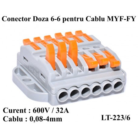Conector Doza Pentru Cablu 6-6 LT-223/6, ElectroAZ