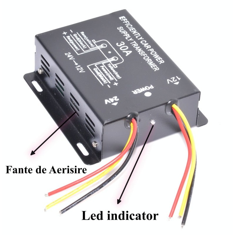Convertor Auto de Tensiune Pentru Curent 24V-12V DC / 30A