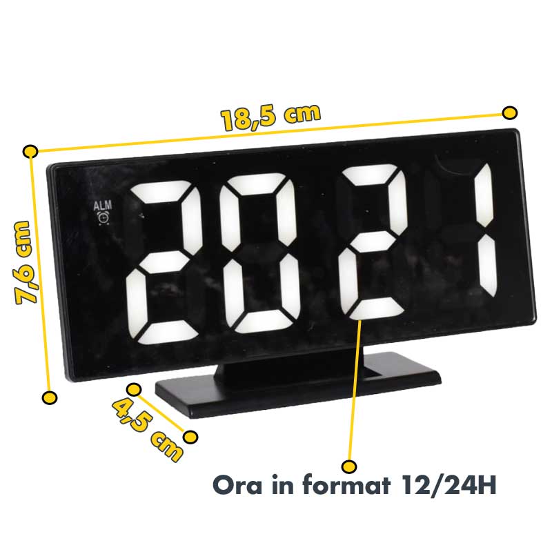 Ceas de Camera Modern cu Led Alb, Alarma