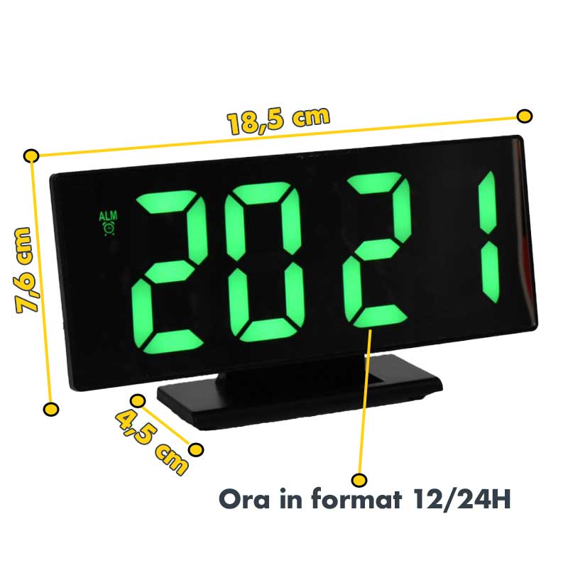 Ceas Modern cu Led Verde si Alarma