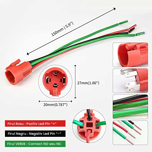 Buton Metalic Push 19mm cu REVENIRE, 220V - 10A, Led Verde, ElectroAZ
