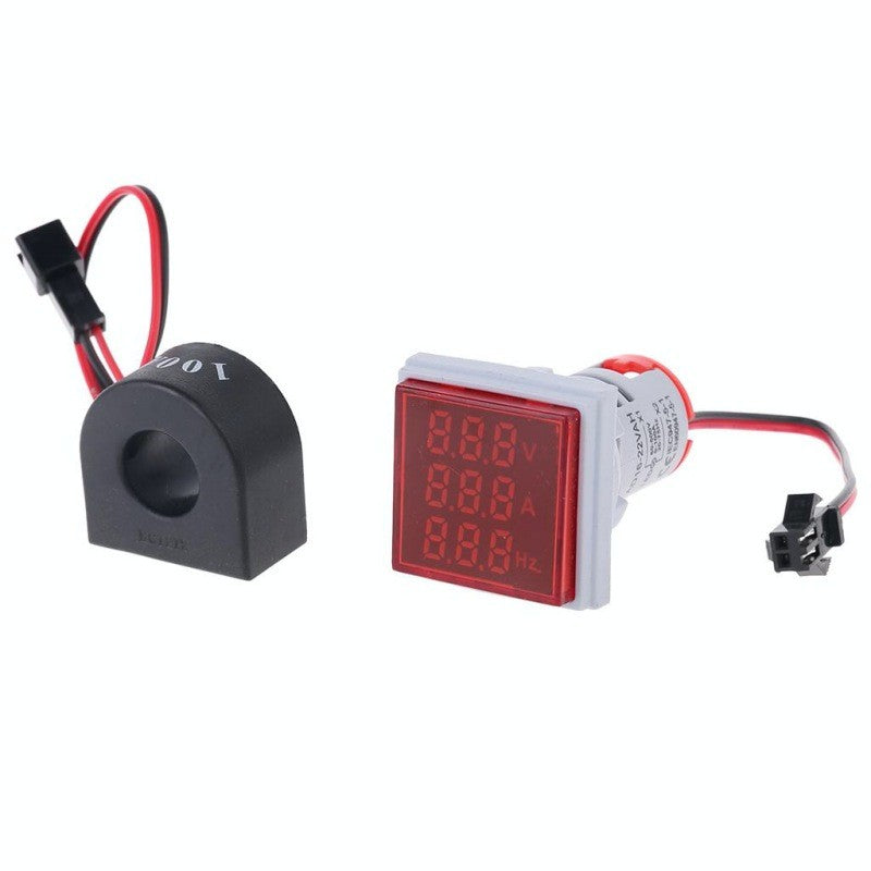 Indicator Digital cu Led 3 In 1: Voltmetru, Ampermetru, Frecventa, Rosu