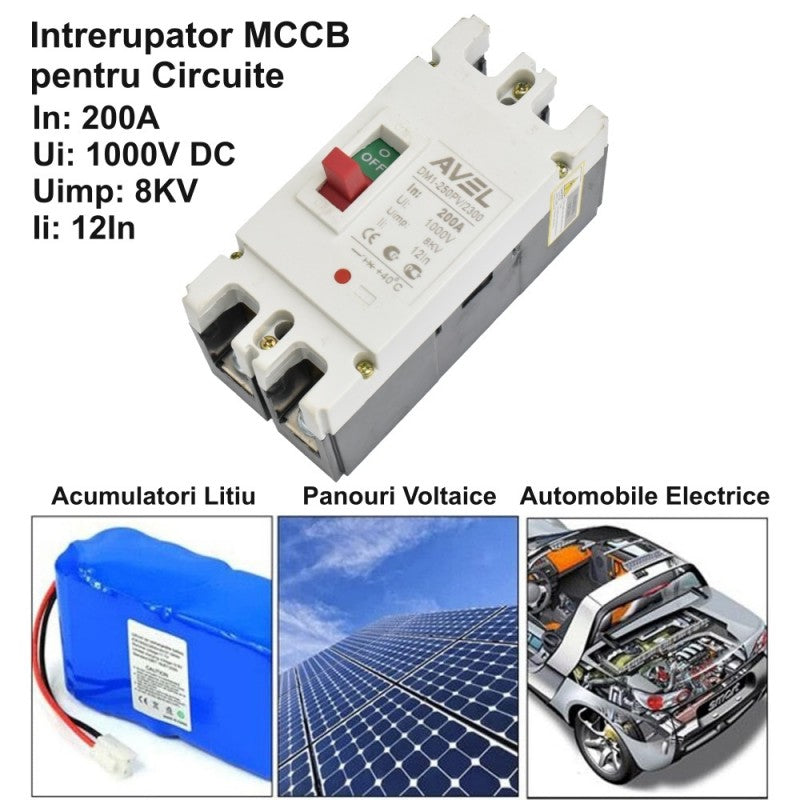 Intrerupator de Circuit Solar MCCB 2P-200A / 1000V DC