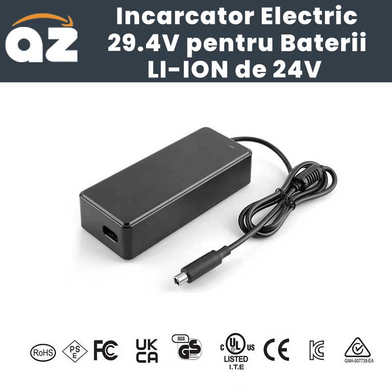 Incarcator Bicicleta/Trotineta Electrica 24V Li-ion, Output 29.4V-2A, ElectroAZ