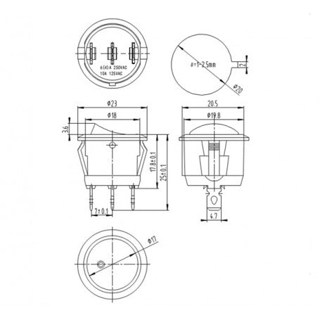 Intrerupator Buton ON-OFF cu LED Verde