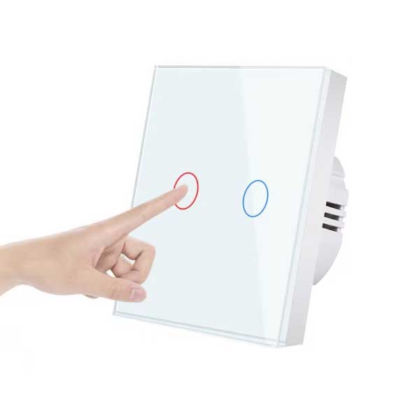 Intrerupator dublu touch Alb Classlights , Sticla Securizata, LED