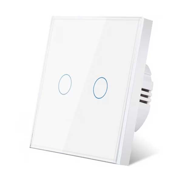 Intrerupator dublu touch Alb Classlights , Sticla Securizata, LED