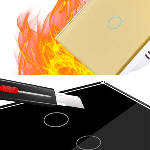 Intrerupator dublu touch Negru Classlights , Sticla Securizata, LED