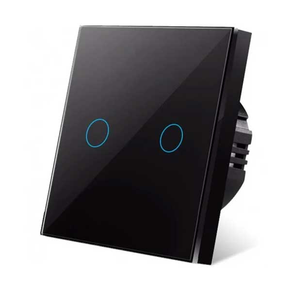 Intrerupator dublu touch Negru Classlights , Sticla Securizata, LED