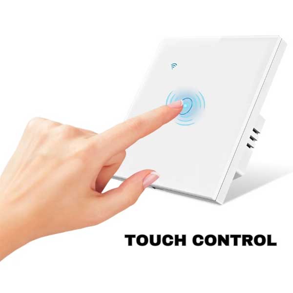 Intrerupator smart touch alb, WiFi, Sticla securizata, Classlights, 10A, Control vocal, Smart Life / Tuya, LED