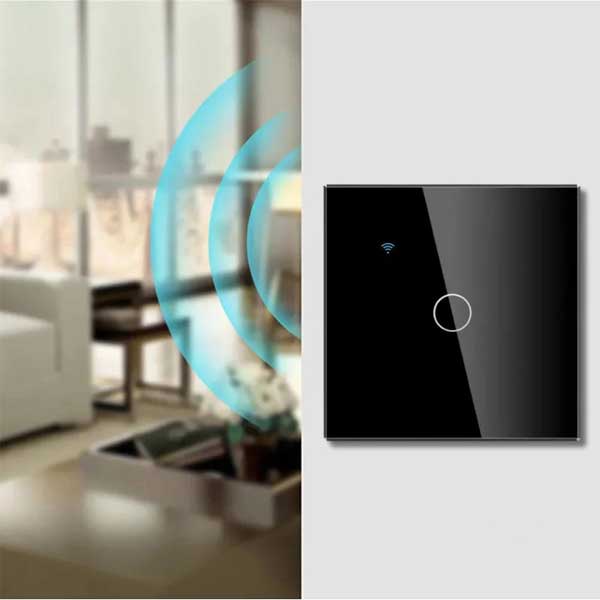 Intrerupator smart touch negru, WiFi, Sticla securizata, Classlights, 10A, Control vocal, Smart Life / Tuya, LED