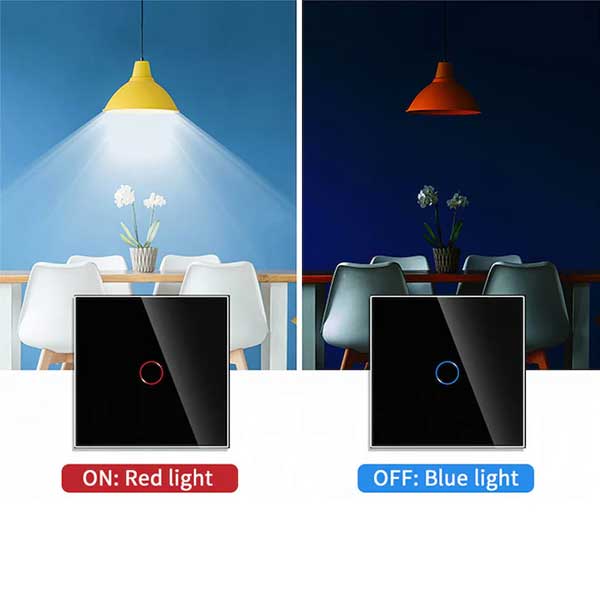 Intrerupator dublu touch Negru Classlights , Sticla Securizata, LED