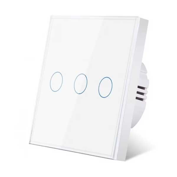 Intrerupator triplu touch Alb Classlights , Sticla Securizata, LED