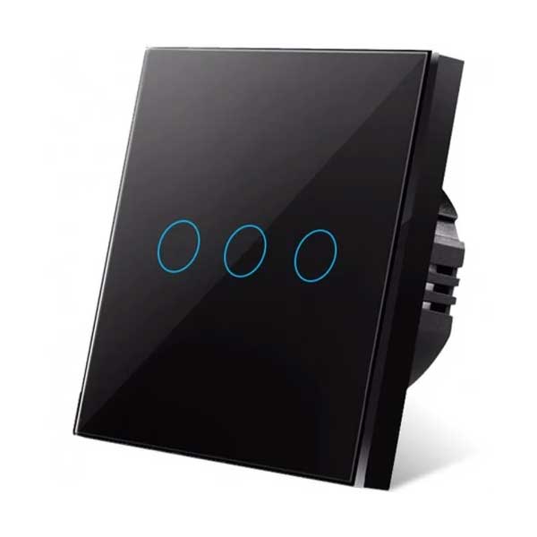 Intrerupator triplu touch Negru Classlights , Sticla Securizata, LED
