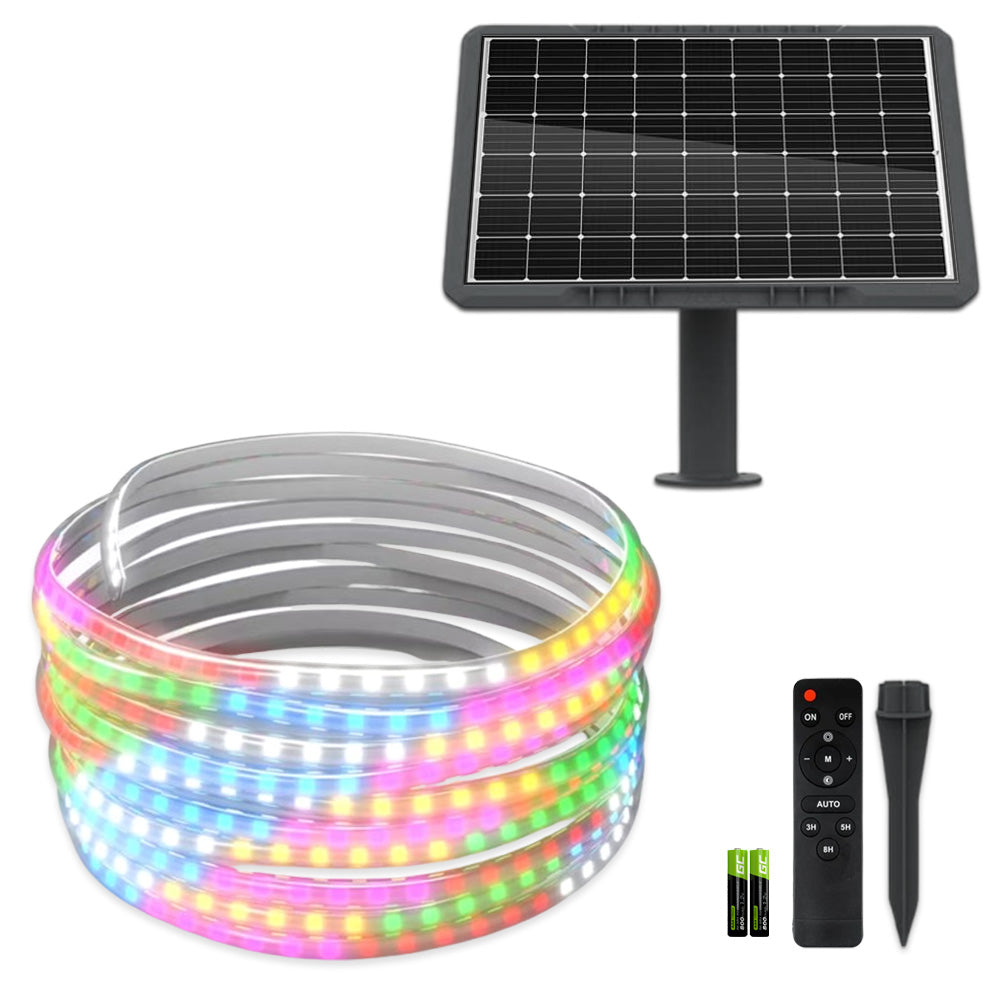 Kit Banda LED Multicolora, RGB, 10 Metri, Panou Solar Monocristalin, 100W, IP65, ClassLights