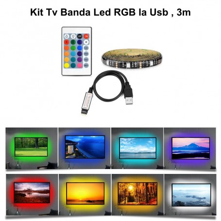 Kit Banda Led RGB pentru TV 3m USB