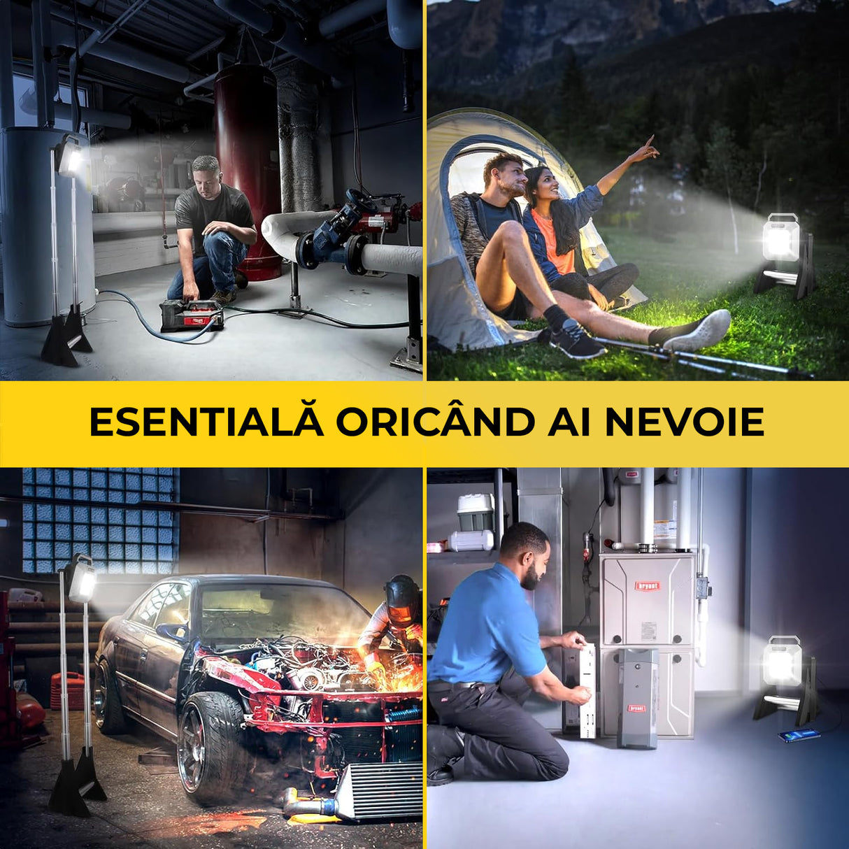 Lampă de Lucru cu Înălțime Reglabilă, Acumulator 10.000mAh, Funcție Baterie Externă, Classlights