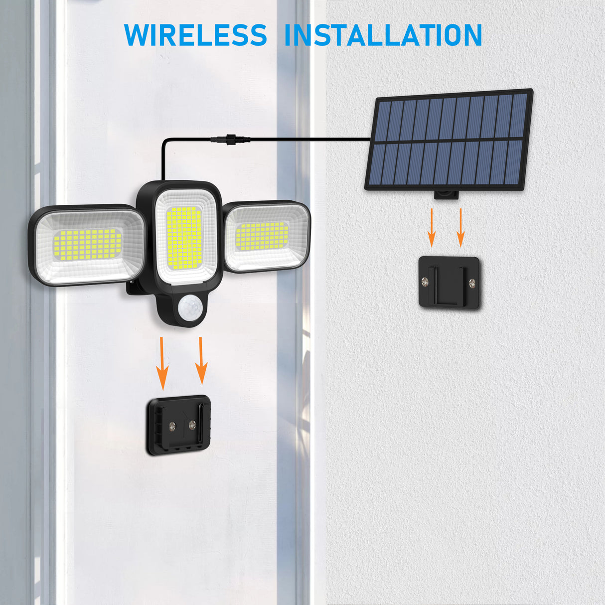 Lampa LED Solara 45W pentru Exterior ClassLights cu Senzor de Miscare si Brate Rotative, 225 Led-uri