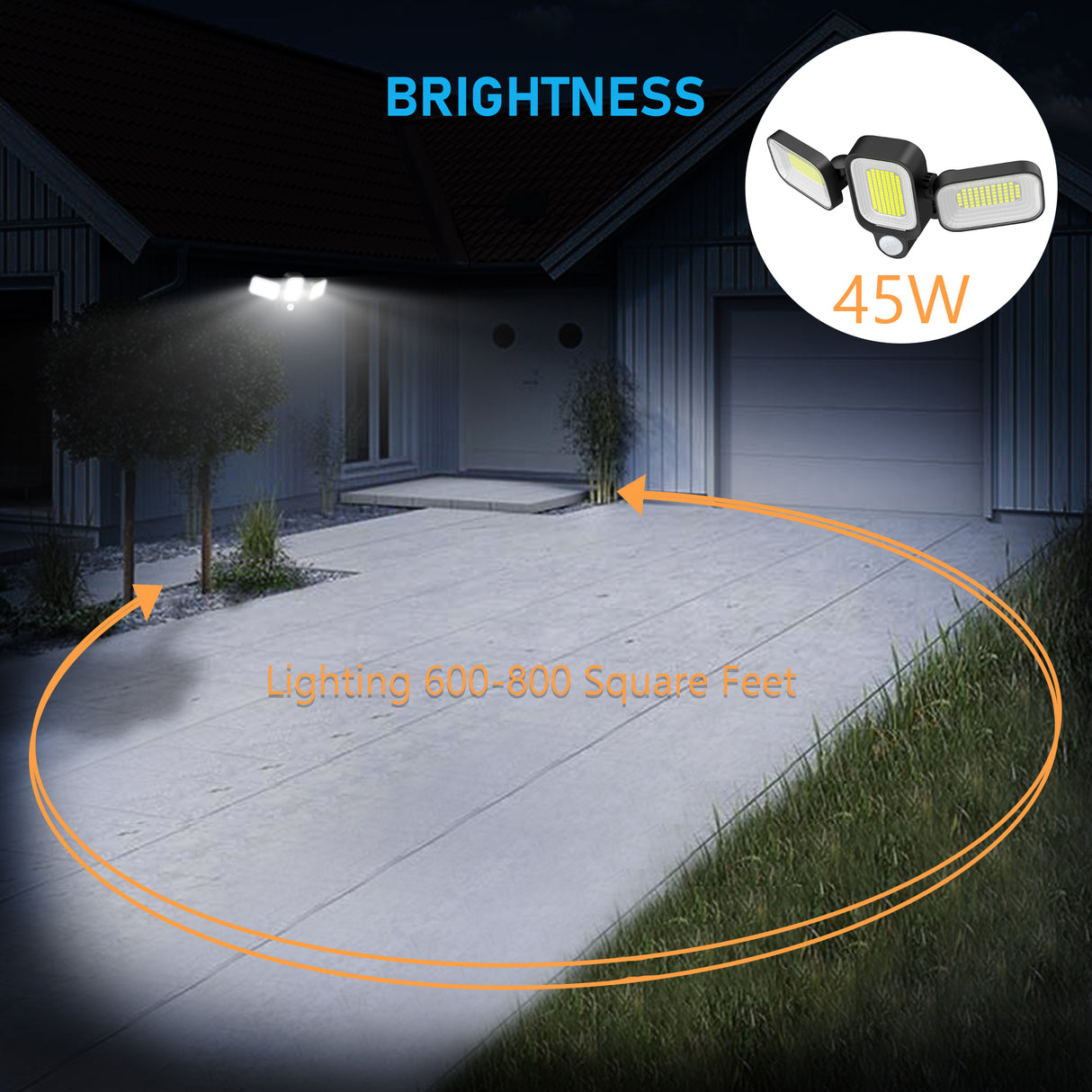 Lampa LED Solara 45W pentru Exterior ClassLights cu Senzor de Miscare si Brate Rotative, 225 Led-uri