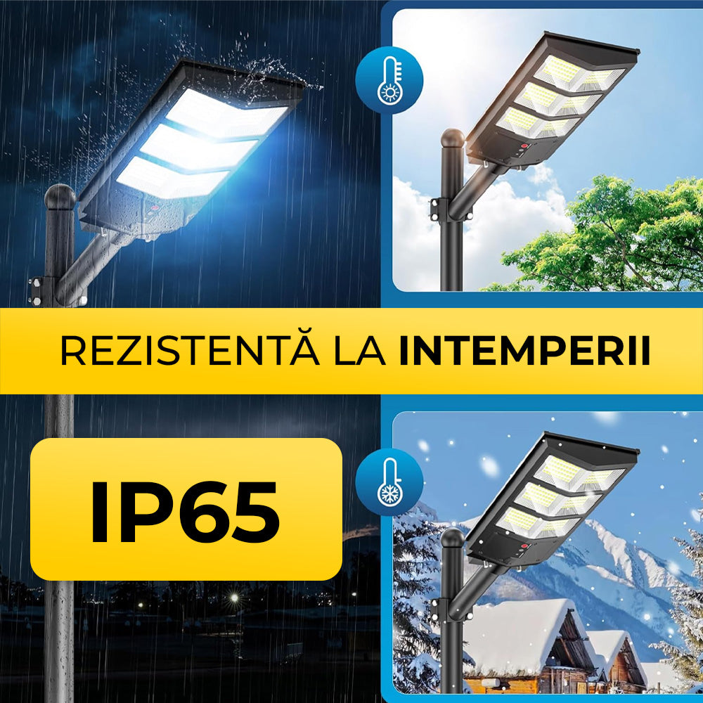 Lampa Solară 1000W cu Panou Solar Monocristalin, 800 LED-uri, Bară + Telecomandă, ClassLights