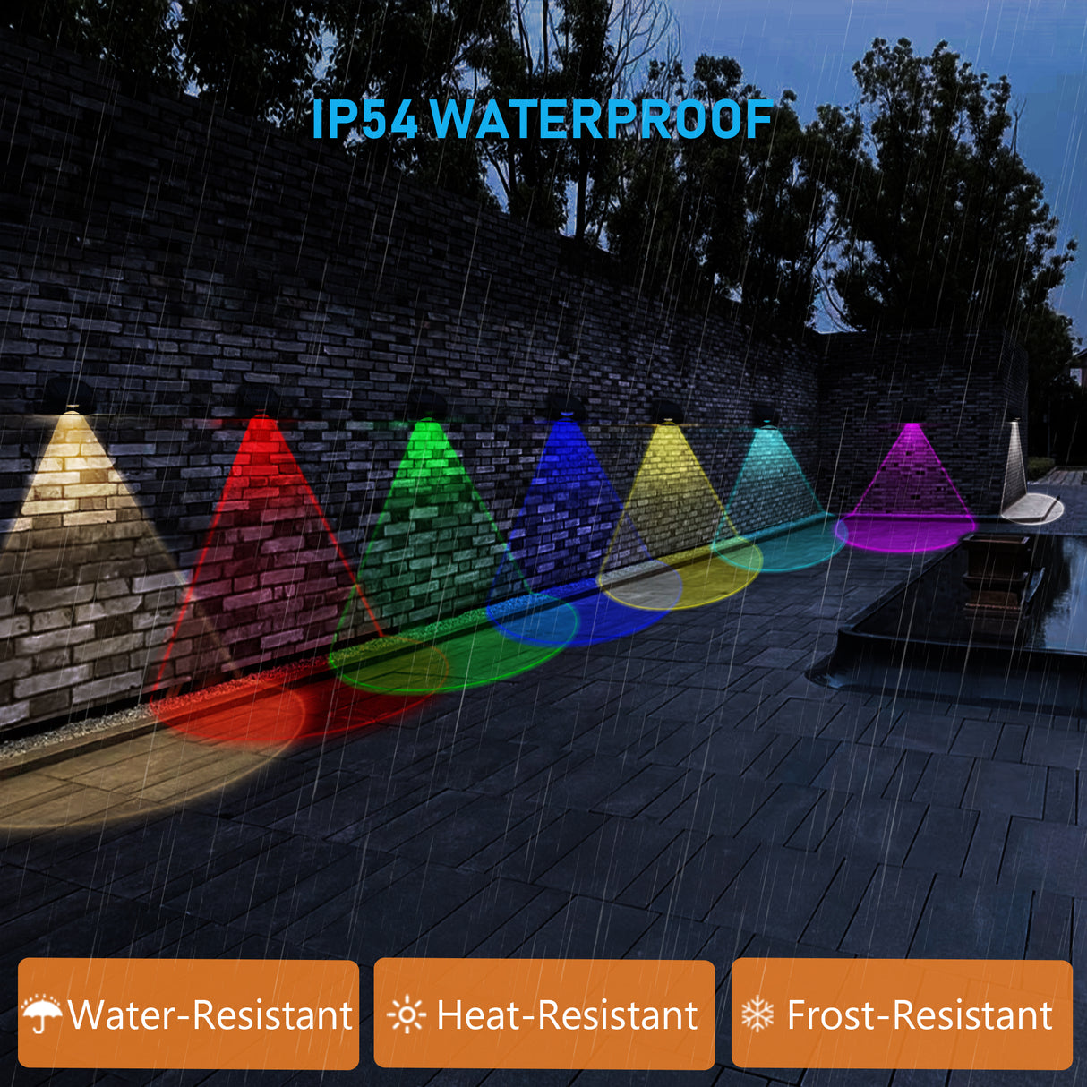 Set 4 x Lampa Solara RGBW pentru Gard si Perete ClassLights - Iluminat Decorativ Exterior