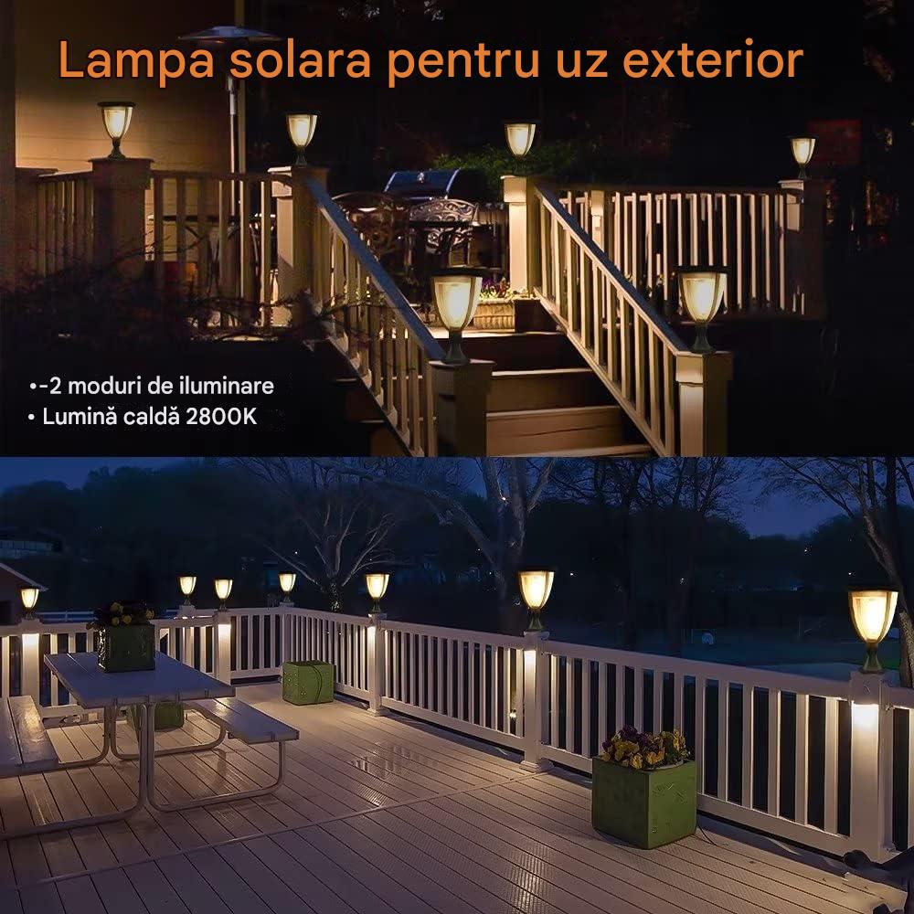 Set 2x Lampa Solara de Perete LED 3 in 1 ClassLights cu 3 Accesorii de Fixare, Ideala pentru Alei, Pereti si Garduri