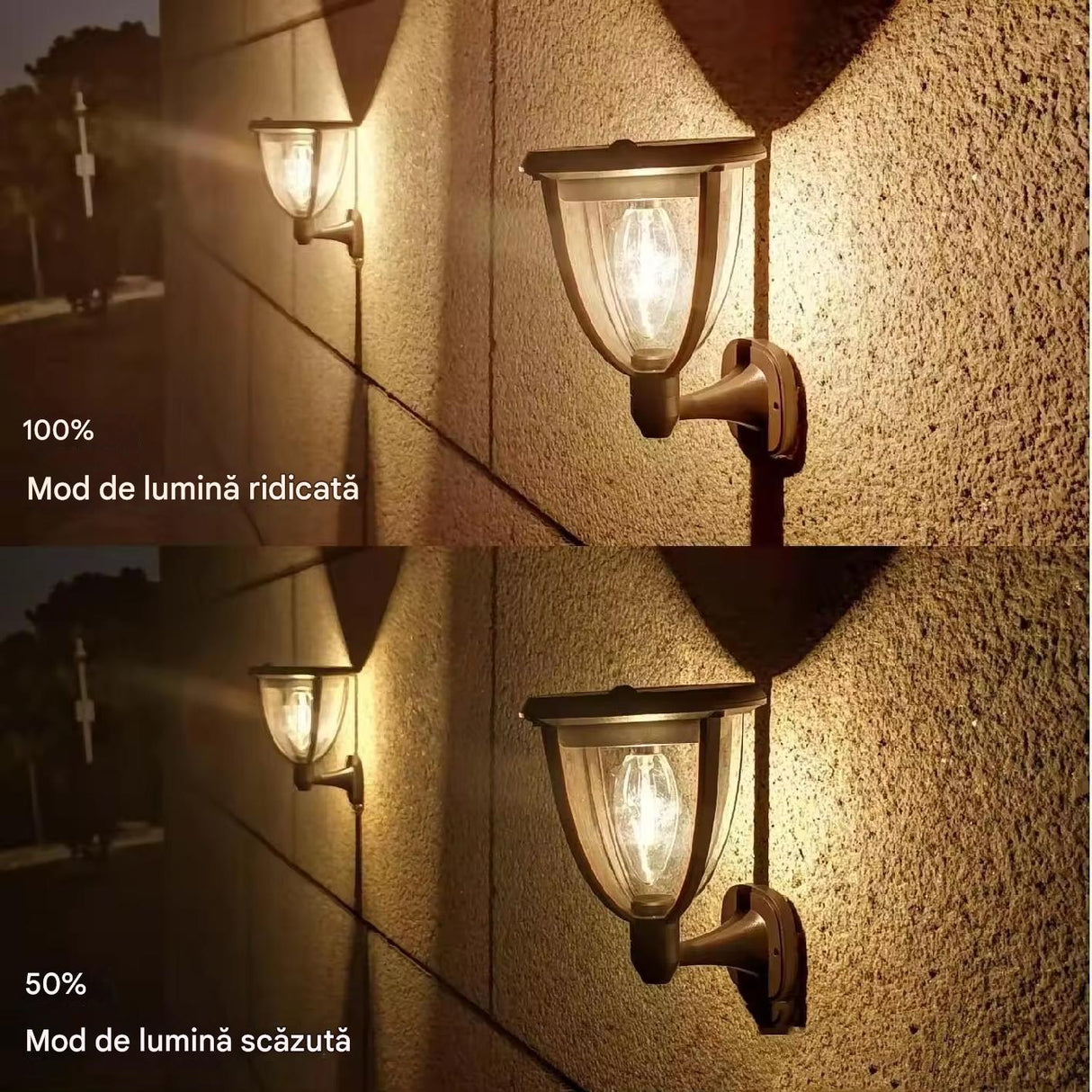 Set 2x Lampa Solara de Perete LED 3 in 1 ClassLights cu 3 Accesorii de Fixare, Ideala pentru Alei, Pereti si Garduri