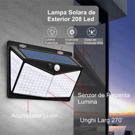 Lampa de Perete Solara cu 208 Led-uri