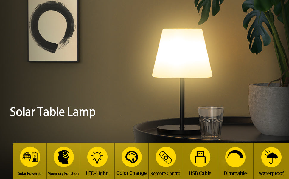 Lampa de Masa Solara RGBW cu Telecomanda, ClassLights - Iluminat Exterior cu 2 Optiuni de Inaltime