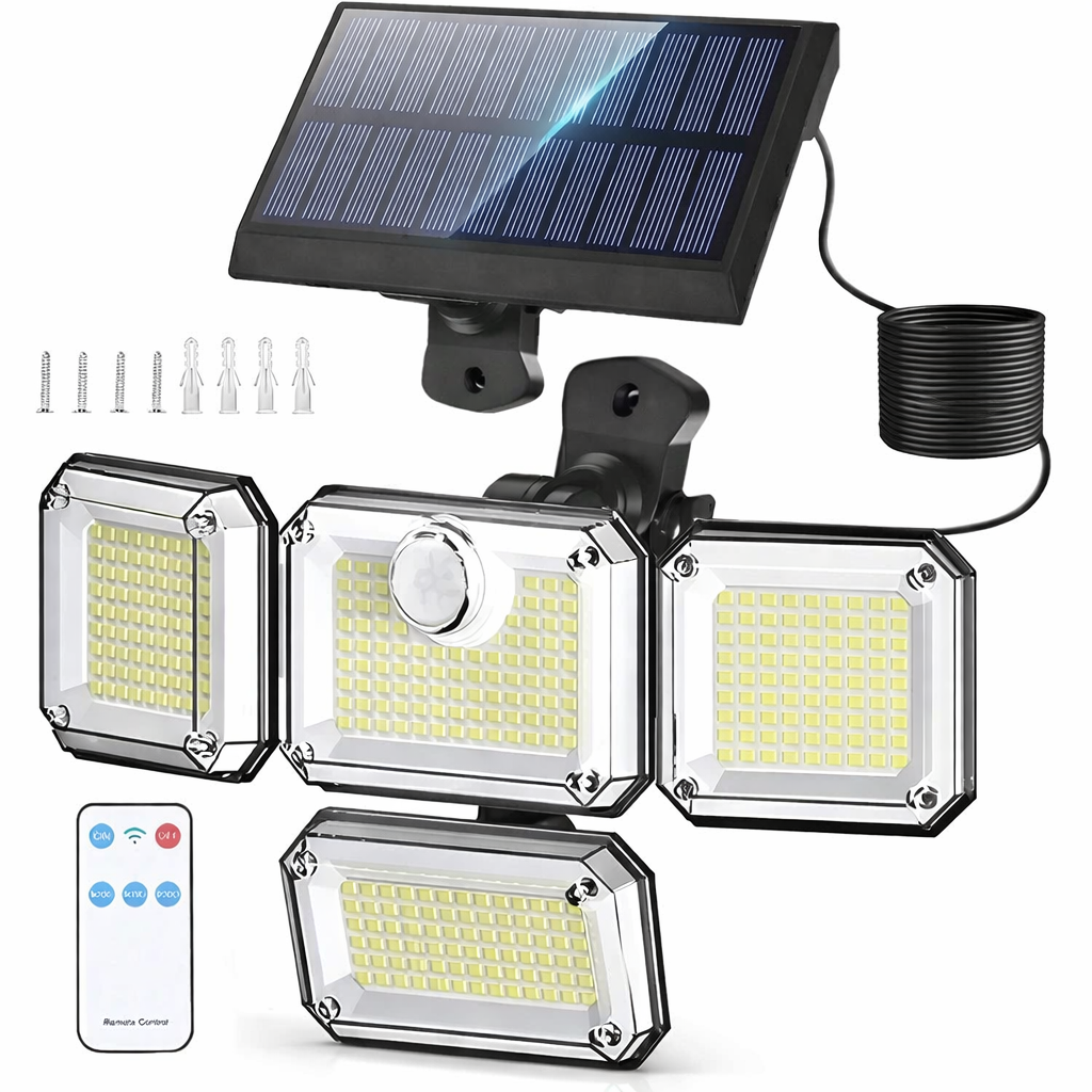 Lampa Solara Dubla 333 LED-uri, 3000 Lumeni, Senzor de Miscare si Panou Solar