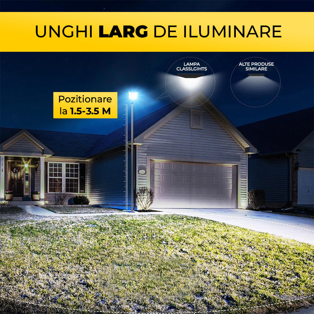 Lampa Solară 800W cu Panou Solar Monocristalin, 640 LED-uri, Bară + Telecomandă, ClassLights
