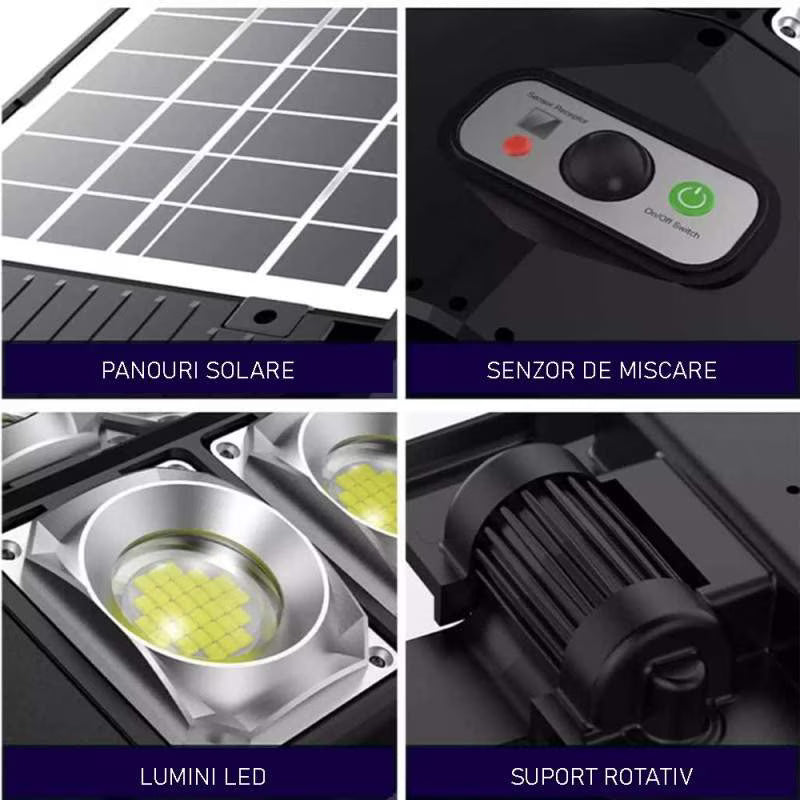 Lampa Solara Stradala LED 80W, Senzor Miscare, Telecomanda