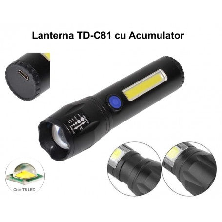 Lanterna Acumulator si Zoom 3W TD-C81