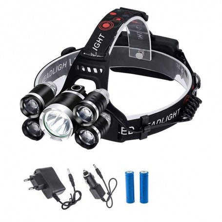 Lanterna de Cap cu 5 Led-uri 30W-8000Lm