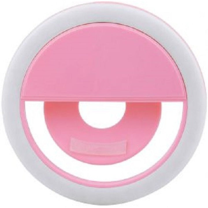 Lampa Selfie Ring Light LED Portabila Roz, 3 Niveluri de Intensitate, Reincarcabila