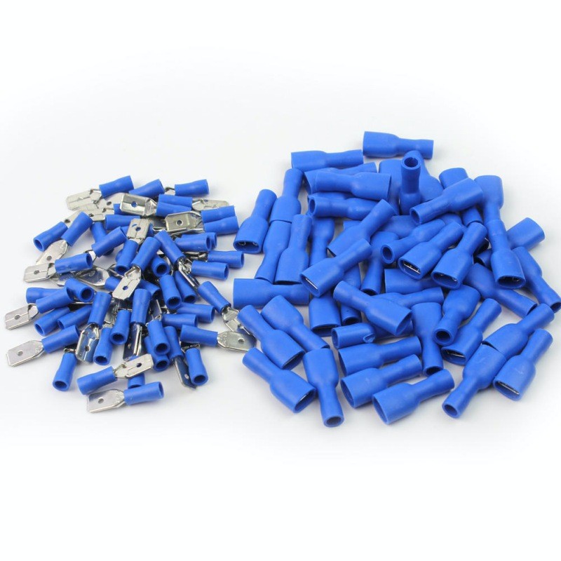 Papuci Auto Terminali Izolati - Albastru / 6,3mm Mama+Tata 200Buc/Set