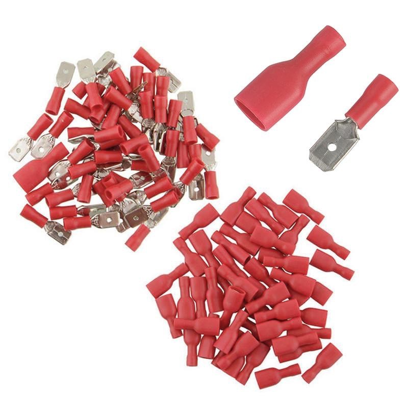 Papuci Auto Terminali Izolati - Rosu / 6,3mm Mama+Tata 200Buc/Set