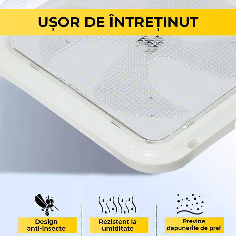 Aplică LED 200W cu Panou Solar, Interior/Exterior, Plafonieră Patrată, Lumină Rece/Caldă, ClassLights