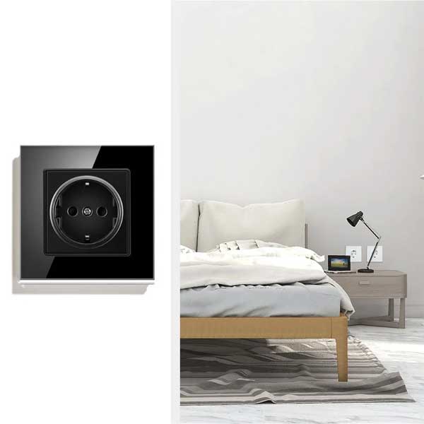 Priza cu rama din sticla securizata Classlights, 16A, Negru