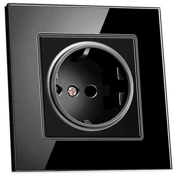 Priza cu rama din sticla securizata Classlights, 16A, Negru