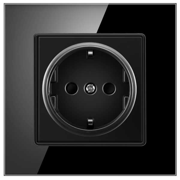 Priza cu rama din sticla securizata Classlights, 16A, Negru