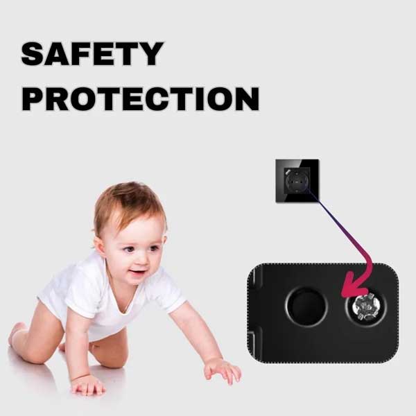 Priza cu rama de sticla securizata, porturi USB-A si USB-C, Classlights, 16A, Negru